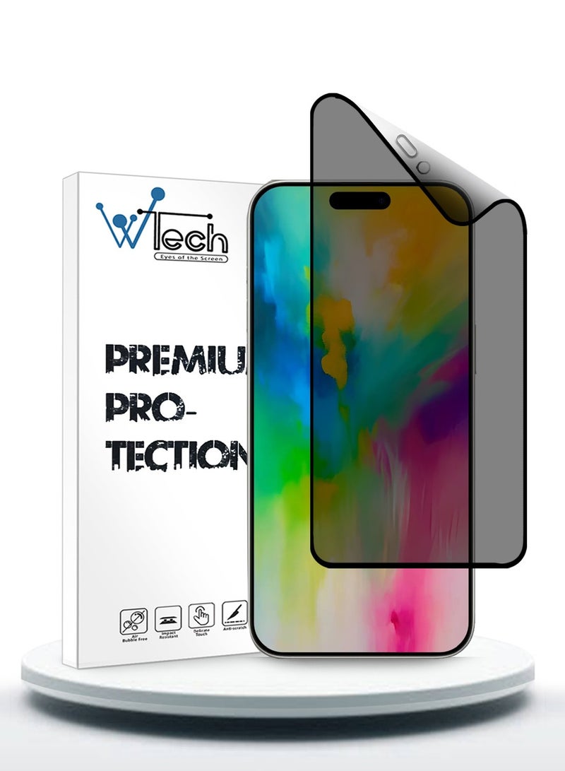 Wtech Apple iPhone 16 Pro Max 2024 Nano Ceramic Privacy Full Glue Full Cover Matte Flexible Screen Protector (MSCNMP) - Clear/Black - Image 1