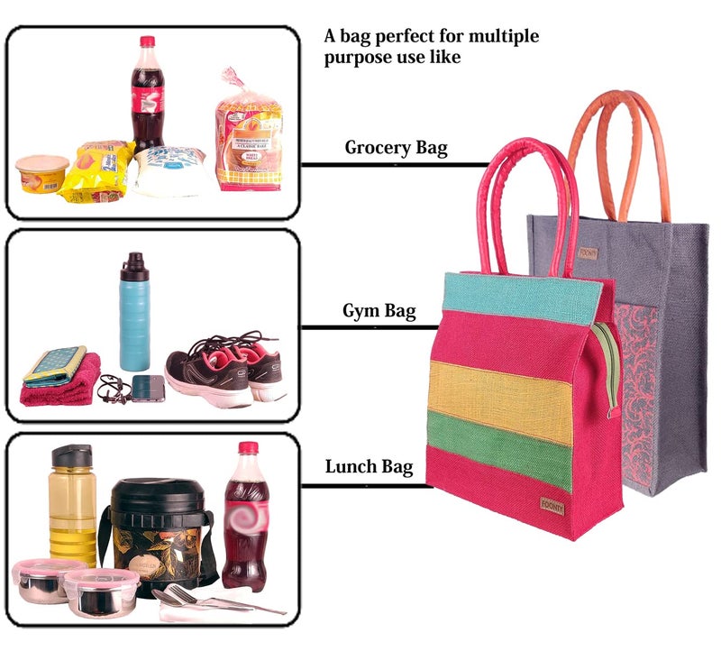 FOONTY Unisex Adult Daily Use Tote Bag/Grocery Bag/Gym Bag/Lunch Bag(Multicolor,Fab-34B) - Image 2