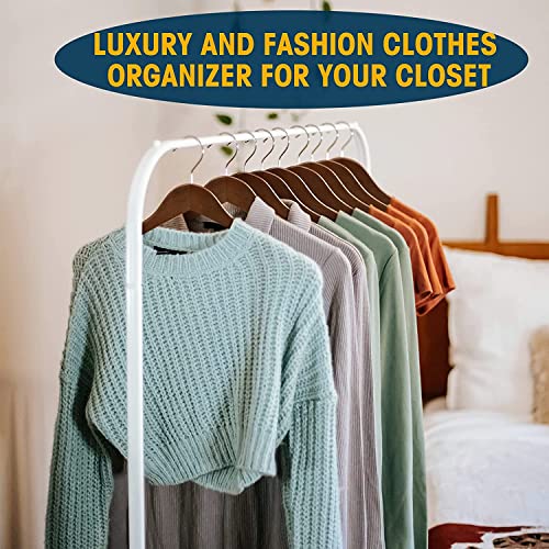 WHISKET Wood Suit Hangers with Non Slip Pant Bars with 360-Degree Rotatable Hook and Notches, Natural, Heavy Duty Wood Hangers for Coats, Suits, Closet (Walnut) [Pack of 12] - Image 5