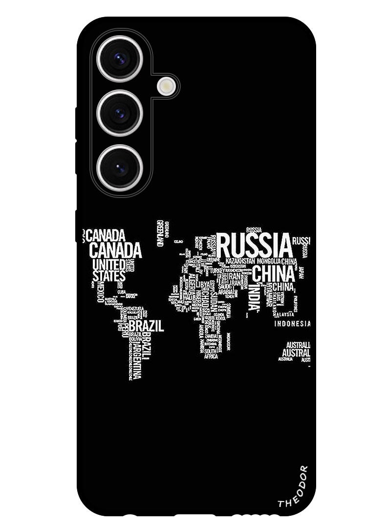 Theodor Protective Case Anti Scratch Shock Proof Bumper Cover For Samsung Galaxy S24 Written World Map - Image 1