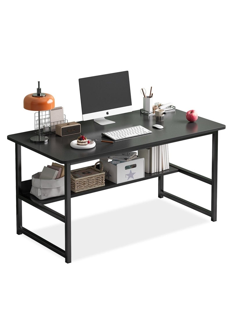 ADEBOLA Computer desk with storage space, suitable for bedroom writing and home office work study desk, black 120 x 55 x 73cm - Image 2