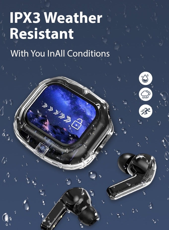 Equipped with a touch screen Wireless Earbuds, Bluetooth Headphones, Active Noise Cancellation, Hearing Aid Feature, In-Ear Earphones , High-Fidelity Sound, USB-C Charging，black - Image 3