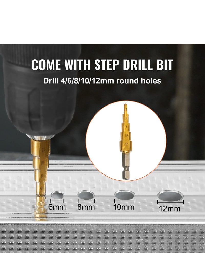 Double Head Sheet Metal Nibbler Cutter, 360 Degree Metal Nibbler Drill Attachment with Extra Punch and Die, Cutting Hole Accessory and Step Drill Bit, for Straight Curve and Circle Cutting - pzsku/Z53CE2AE61D998E10FE16Z/45/_/1713945289/e6698ccb-2f3f-4f74-ac9d-28aacffd1f91