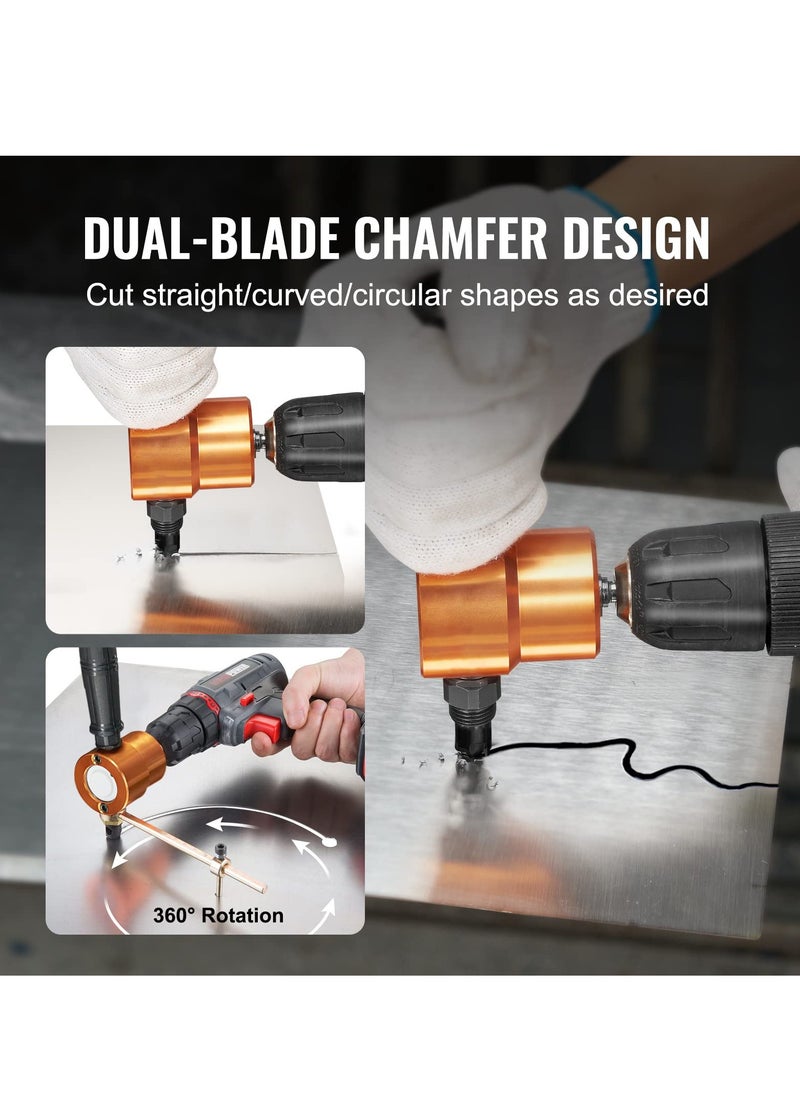 Double Head Sheet Metal Nibbler Cutter, 360 Degree Metal Nibbler Drill Attachment with Extra Punch and Die, Cutting Hole Accessory and Step Drill Bit, for Straight Curve and Circle Cutting - pzsku/Z53CE2AE61D998E10FE16Z/45/_/1713945290/b248bc6a-431f-4d76-9a35-de249a9bdc20