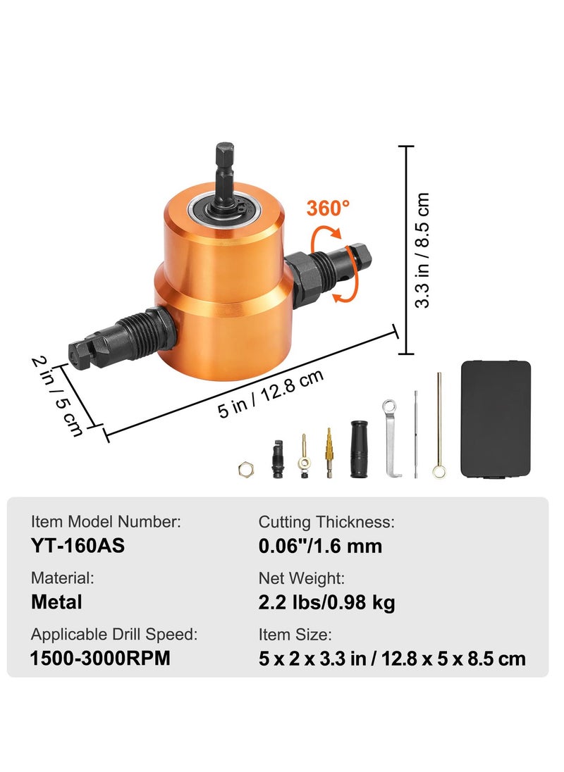 Double Head Sheet Metal Nibbler Cutter, 360 Degree Metal Nibbler Drill Attachment with Extra Punch and Die, Cutting Hole Accessory and Step Drill Bit, for Straight Curve and Circle Cutting - pzsku/Z53CE2AE61D998E10FE16Z/45/_/1713945291/2e86a0bf-f86c-4a37-afc0-664eb04fbb61