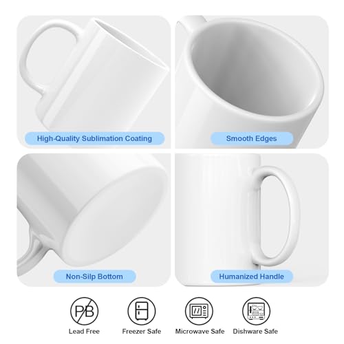 Dmsky Sublimation Coffee Mugs Tazas Para Sublimar 11 oz Blank Bulk Coffee Mug White Ceramic Photo Cups With Box, Heat Tape, sublimation paper Ideal for Crafts Printing Set of 12 - Image 3