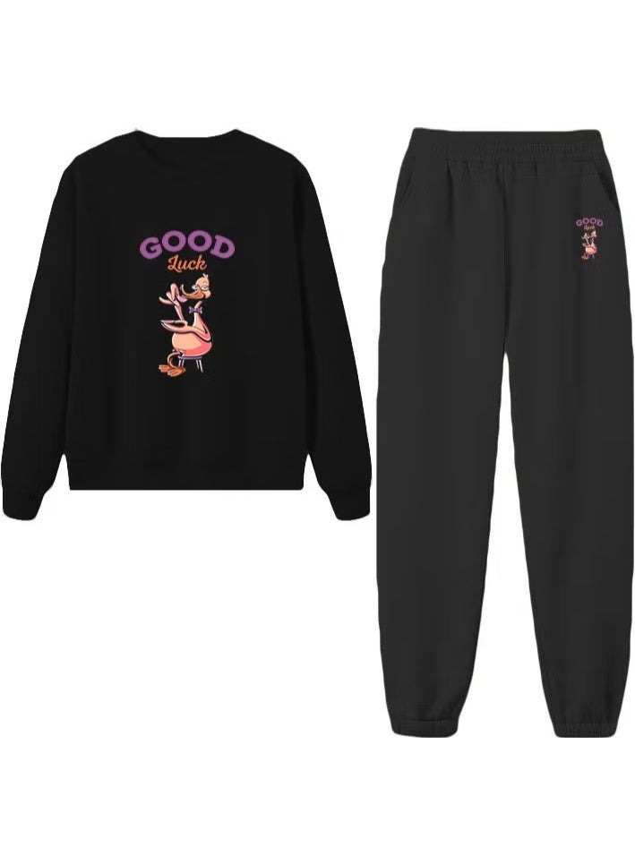 DogFish Tracksuit Set Good Luck Printed Plus Size Bottom Top Set - Image 5