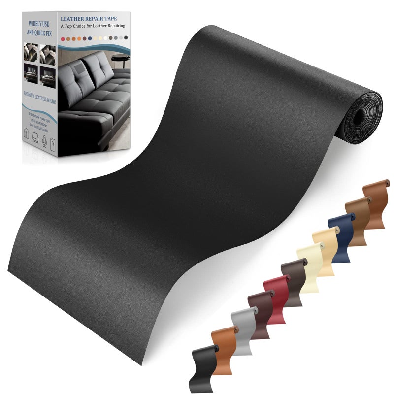 YAFLC Self Adhesive Leather Repair Tape Kit, 4"x 63" Leather Repair Patch for Furniture, Leather Repair Patch for Car seat, Sofas, Couch, Boat Seat Black - Image 1
