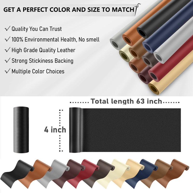 YAFLC Self Adhesive Leather Repair Tape Kit, 4"x 63" Leather Repair Patch for Furniture, Leather Repair Patch for Car seat, Sofas, Couch, Boat Seat Black - Image 5