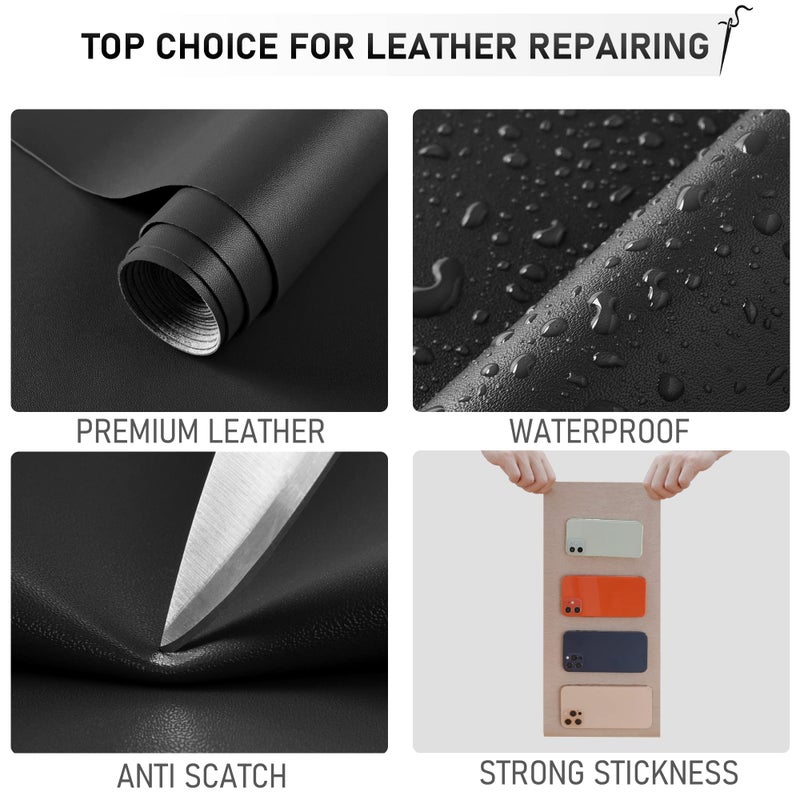 YAFLC Self Adhesive Leather Repair Tape Kit, 4"x 63" Leather Repair Patch for Furniture, Leather Repair Patch for Car seat, Sofas, Couch, Boat Seat Black - Image 4