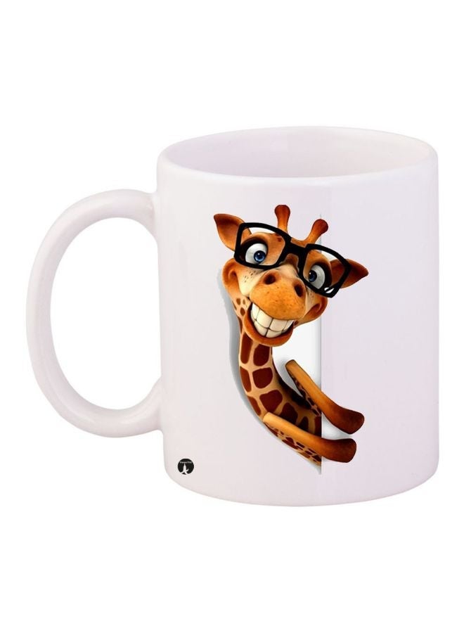 RYN Giraffe Printed Coffee Mug White/Brown/Black 11ounce