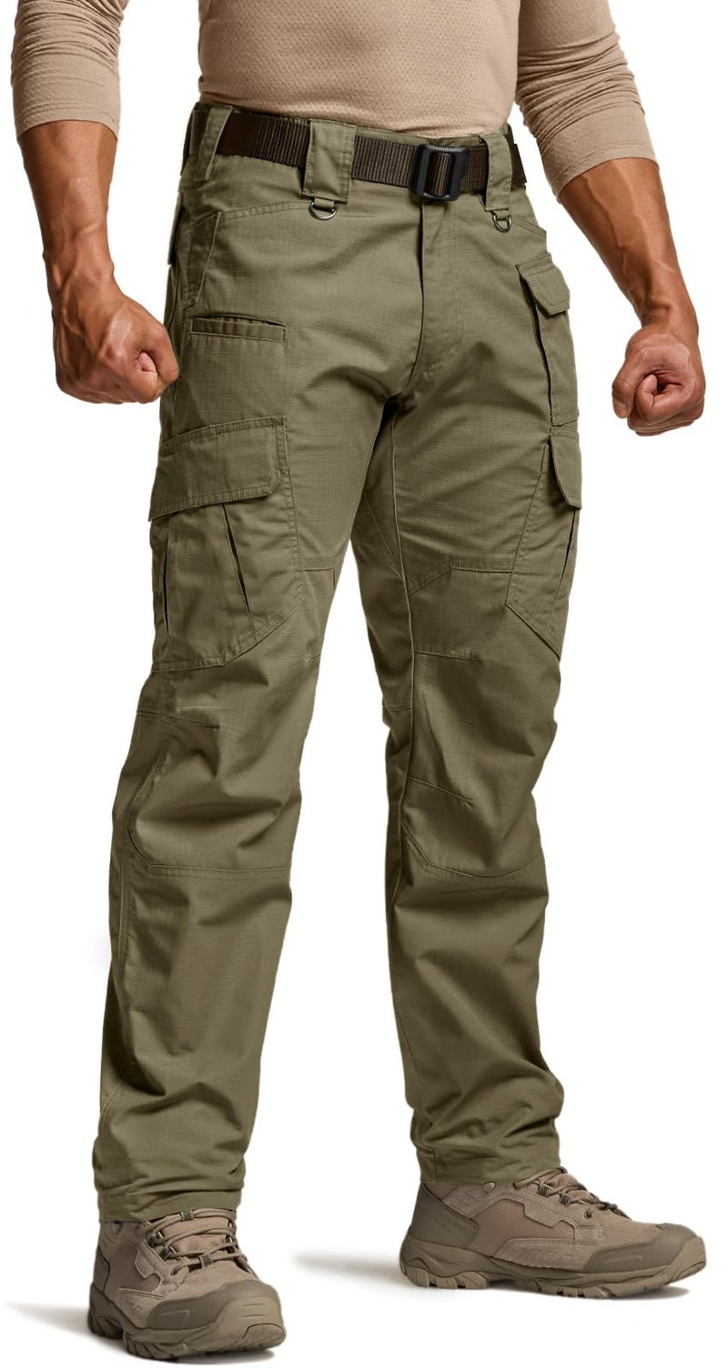 CQR Men's Tactical Pants, Water Resistant Ripstop Cargo Pants, Lightweight EDC Work Hiking Pants, Outdoor Apparel, Raider Mag Soil Green, 44W x 32L - Image 1