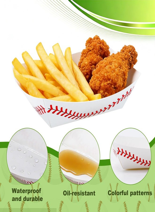 Dyrfolm 100 Pcs Paper Food Trays, Baseball Paper Plates Boat, Disposable Food Boats, Nacho Food Boats for Baseball Party Supplies, 6 x 3.9 x 1.7 Inch(2lb) - Image 3