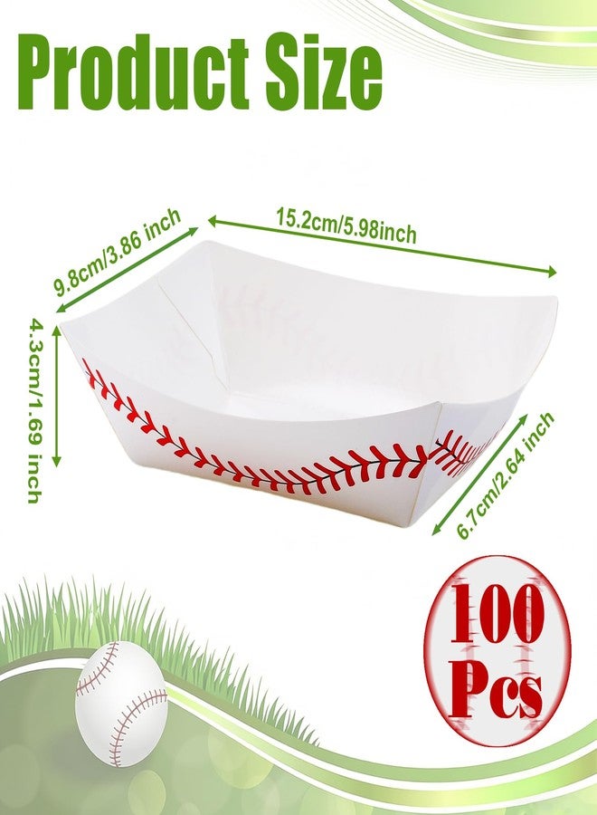 Dyrfolm 100 Pcs Paper Food Trays, Baseball Paper Plates Boat, Disposable Food Boats, Nacho Food Boats for Baseball Party Supplies, 6 x 3.9 x 1.7 Inch(2lb) - Image 2