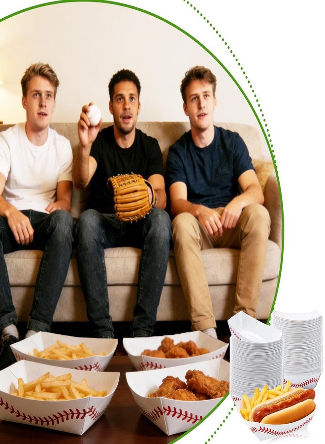 Dyrfolm 100 Pcs Paper Food Trays, Baseball Paper Plates Boat, Disposable Food Boats, Nacho Food Boats for Baseball Party Supplies, 6 x 3.9 x 1.7 Inch(2lb) - Image 5