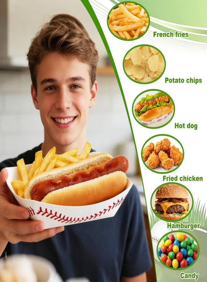 Dyrfolm 100 Pcs Paper Food Trays, Baseball Paper Plates Boat, Disposable Food Boats, Nacho Food Boats for Baseball Party Supplies, 6 x 3.9 x 1.7 Inch(2lb) - Image 4