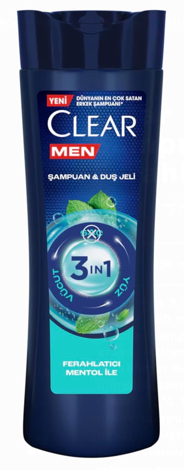 Clear Men 3 in 1 Shampoo  Shower Gel Refreshing Menthol Complete Care 350 ML118 Fl Oz