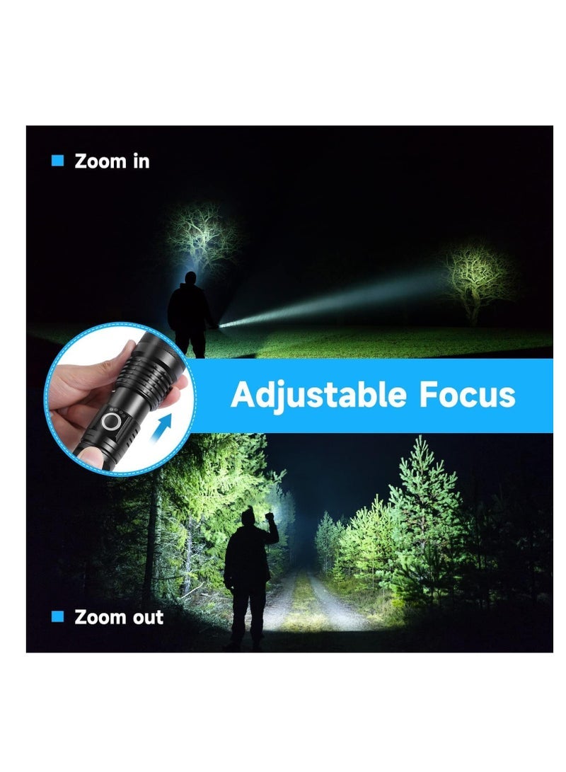 ECVV Rechargeable LED Flashlight, Ultra Bright Zoomable Flashlights, with 5 Modes, Adjustable High Lumens, Water Resistant, Handheld Light with Power Indicator for Camping/Outdoor/Emergency - Image 3