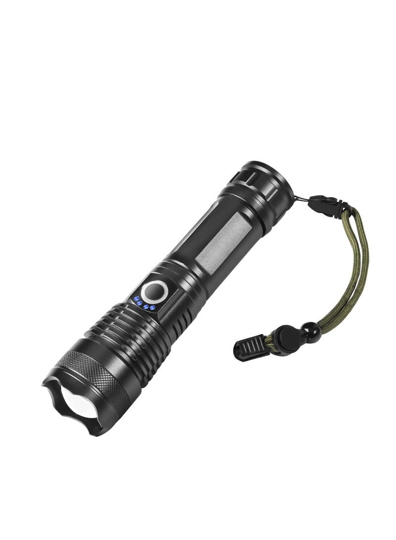 ECVV Rechargeable LED Flashlight, Ultra Bright Zoomable Flashlights, with 5 Modes, Adjustable High Lumens, Water Resistant, Handheld Light with Power Indicator for Camping/Outdoor/Emergency - Image 1
