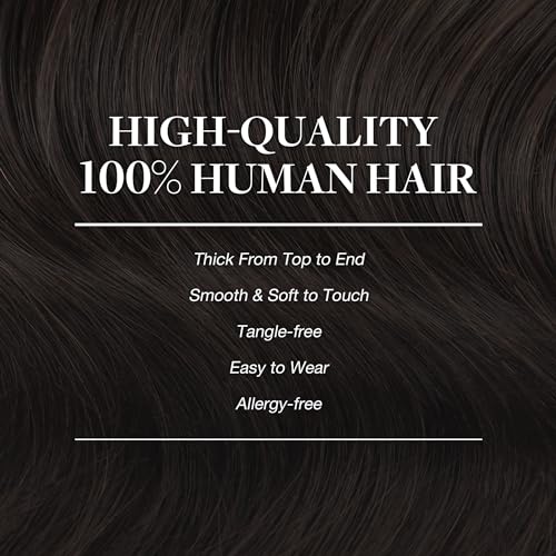 Googoo GOO GOO Clip in Hair Extensions Real Human Hair, Remy Human Hair Extensions Clip ins for Women, Natural Human Hair, 20inch 120g 7Pcs, 2 Dark Brown - Image 4