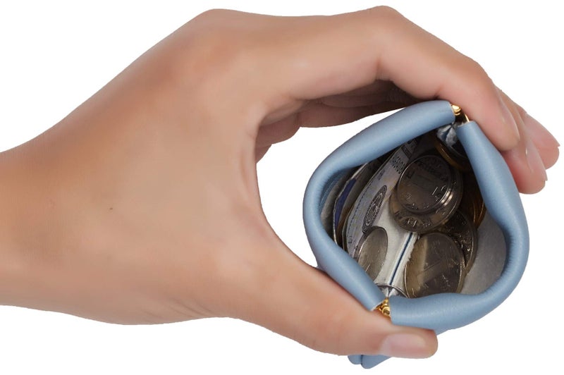 Travelambo Leather Squeeze Coin Purse Pouch Change Holder For Men & Women (Access Blue Classic) - Image 4