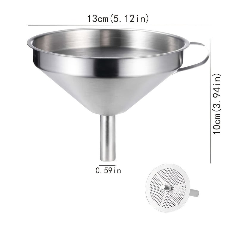 2pcs Stainless Steel Funnel And Ladle Set 5 12inch Wide Mouth For Oil Filling Filtering Seasoning - Image 3