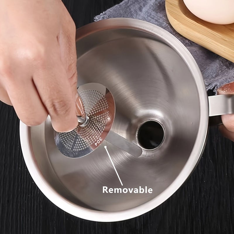 2pcs Stainless Steel Funnel And Ladle Set 5 12inch Wide Mouth For Oil Filling Filtering Seasoning - Image 4