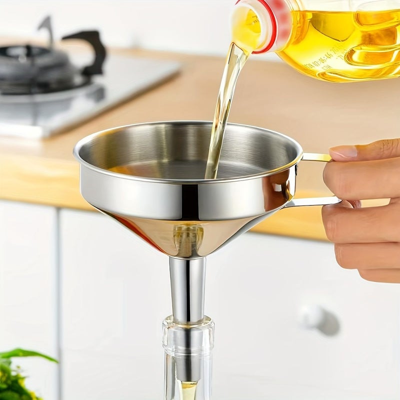 2pcs Stainless Steel Funnel And Ladle Set 5 12inch Wide Mouth For Oil Filling Filtering Seasoning - Image 1