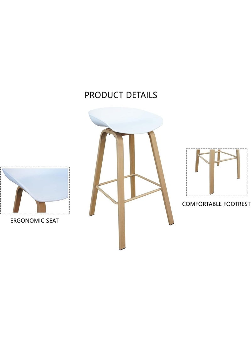 ال دبليو كرسي بار مرتفع لتناول الطعام والإفطار، كرسي مطبخ أبيض - Image 2