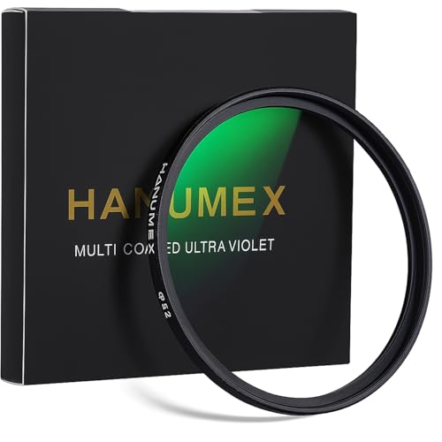 Hanumex 52mm Multi-Coated UV Filter, 16-Layer Coating, Slim Frame, Scratch-Resistant for Nikon 18-55mm, 55-200mm, Canon 50mm, Pentax 18-55mm DSLR Cameras - Image 1