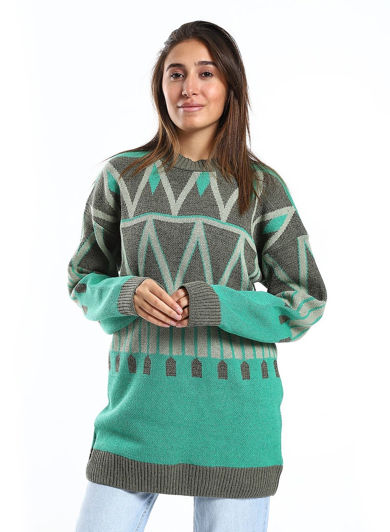 Caesar Wool women Pullover With Multi Design - Image 1