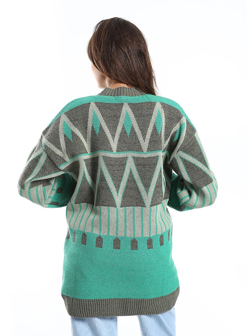 Caesar Wool women Pullover With Multi Design - Image 2