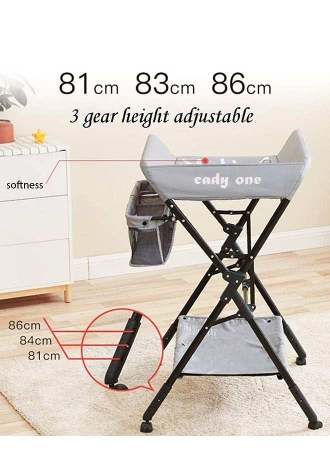Cady One Portable Baby Changing Table with Foldable Wheels, Portable Waterproof Newborn Organizer, Foldable Diaper Station with Safety Belt Large Storage Shelves for Newborn and Infant  - Image 3