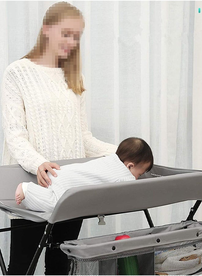 Cady One Portable Baby Changing Table with Foldable Wheels, Portable Waterproof Newborn Organizer, Foldable Diaper Station with Safety Belt Large Storage Shelves for Newborn and Infant  - Image 4