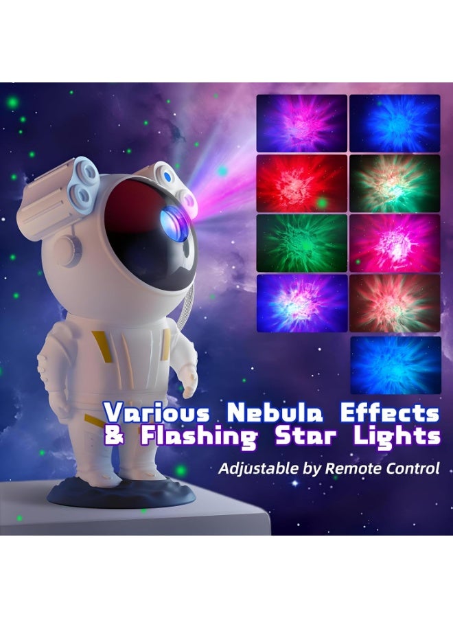 جهاز عرض مجرّة على شكل رائد فضاء – سُديم سحابي ونجوم ليزر، رأس قابل للتوجيه، ريموت ومؤقّت، سطوع قابل للتعديل – مصباح نوم للأطفال وديكور غرفة الألعاب – أبيض – 1 قطعة - Image 3