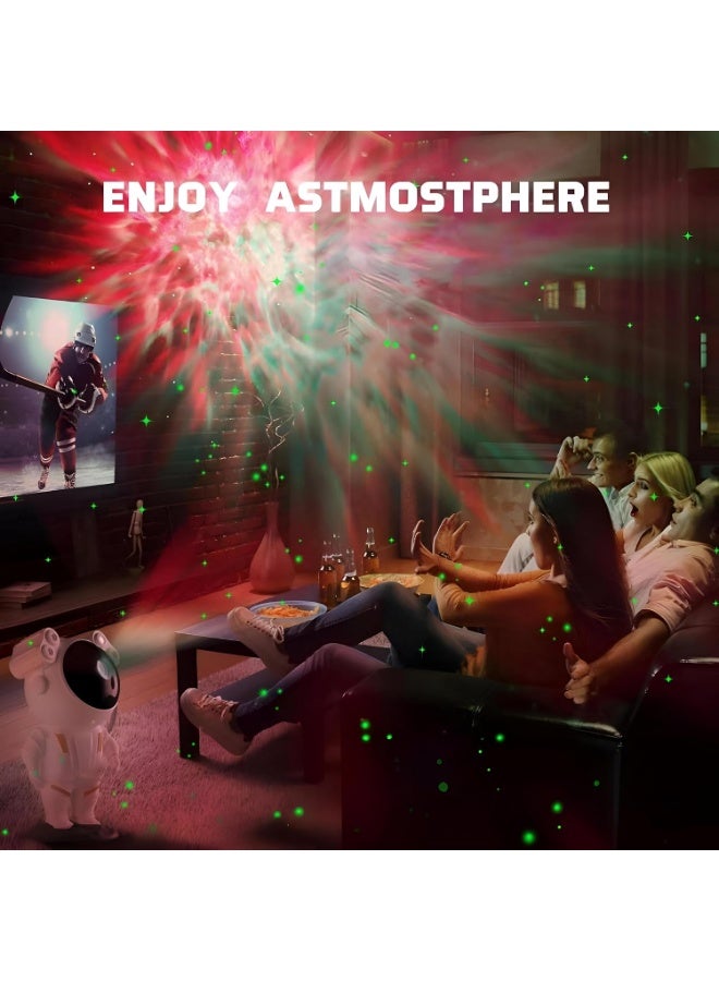 جهاز عرض مجرّة على شكل رائد فضاء – سُديم سحابي ونجوم ليزر، رأس قابل للتوجيه، ريموت ومؤقّت، سطوع قابل للتعديل – مصباح نوم للأطفال وديكور غرفة الألعاب – أبيض – 1 قطعة - Image 4