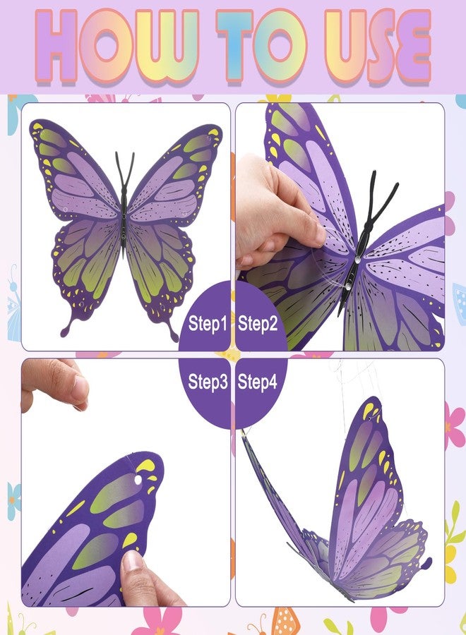 LemonSecret 18 Pcs Large Butterfly Party Decorations 3D Colorful Paper Butterfly Hanging Decoration 2 Sizes Paper Butterflies Birthday Party Supplies for Wedding Spring Baby Shower Room Ceiling Decor - Image 4
