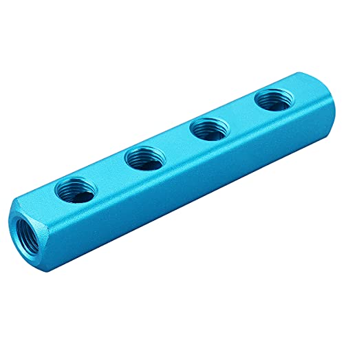 Baomain Aluminum Air Manifold Block, 4-Way 7-Port, 1/4" PT Threaded for Pneumatic Systems - Image 5