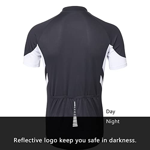 ARSUXEO Men's Short Sleeves Cycling Jersey Bicycle MTB Bike Shirt 636 Dark Gray Size S - Image 2