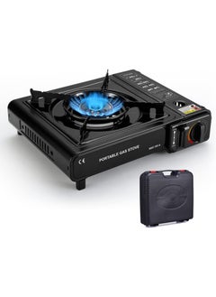 Halamine Camping Gas Stove, Stainless Steel Gas Stove, Portable For Trips And Camping, with a Outdoor Carrying Cas, Black  - Image 1