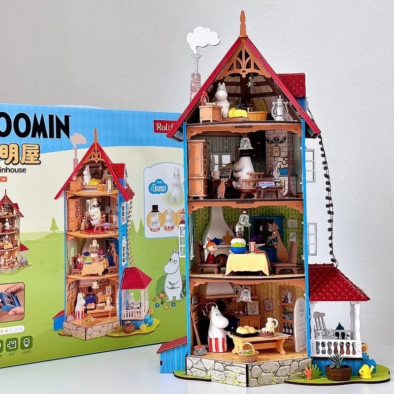 رولايف مجموعة مكعبات بناء Rolife Moomin House Wooden Building Blocks Moomin Valley Assembly Model Garden Party Forest Camp Desktop Ornament Toy Gifts, DA011 8714368 - Image 4