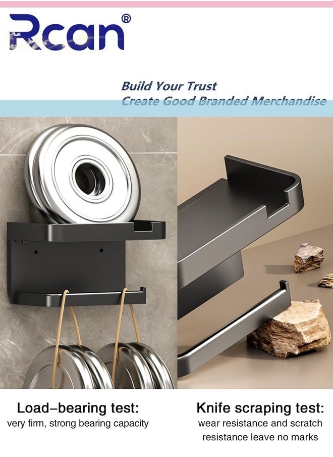 Rcan - Paper Towel Holder, Toilet Paper Holder with Phone Shelf Accessories Tray, Wall Mounted Toilet Paper Holder, Non-punching Adhesive Tissue Holder for Bathroom - Image 1