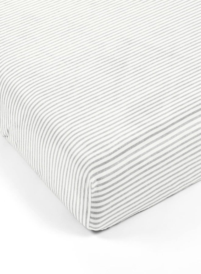 Lush Decor Baby Stripe Soft & Plush Fitted Crib Sheet, 52"x 28" x 9", Gray & White - Image 1