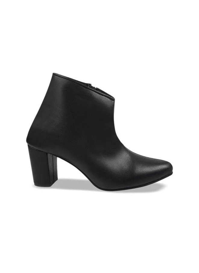 شوتوبيا Shoetopia Women's  Ankle Boots – Faux Leather Pointed Toe Booties with Side Zip & Mid Block Heel for Work, Party & Everyday