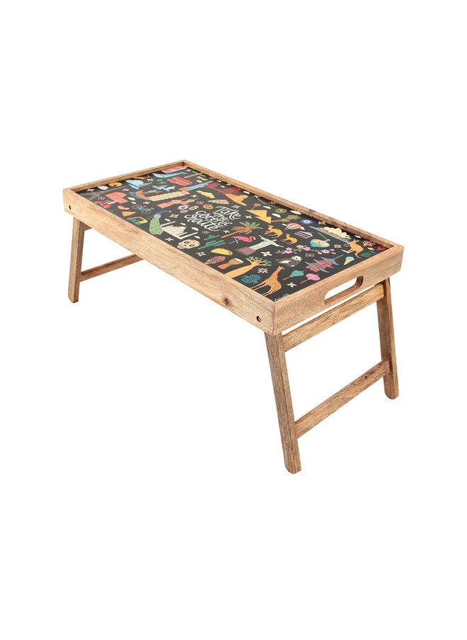 Chumbak Take the Scenic Route Black Foldable Breakfast Tray