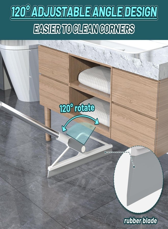 KOLLIEE Floor Squeegee Broom Rubber Window Squeegee for Floor 61" Long Handle Adjustable Floor Wiper for Concrete Tile Shower Bathroom Water - Image 4