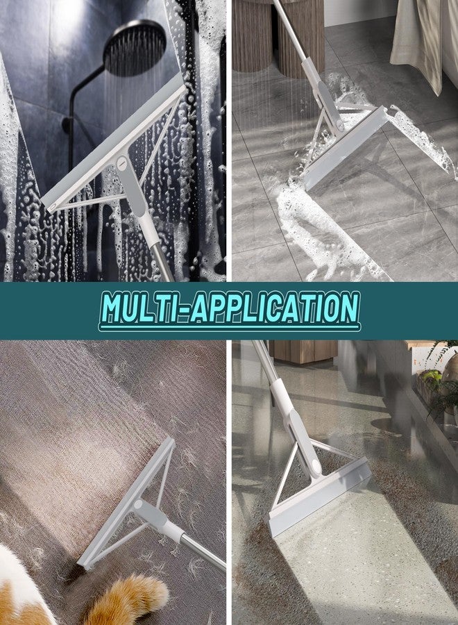 KOLLIEE Floor Squeegee Broom Rubber Window Squeegee for Floor 61" Long Handle Adjustable Floor Wiper for Concrete Tile Shower Bathroom Water - Image 5