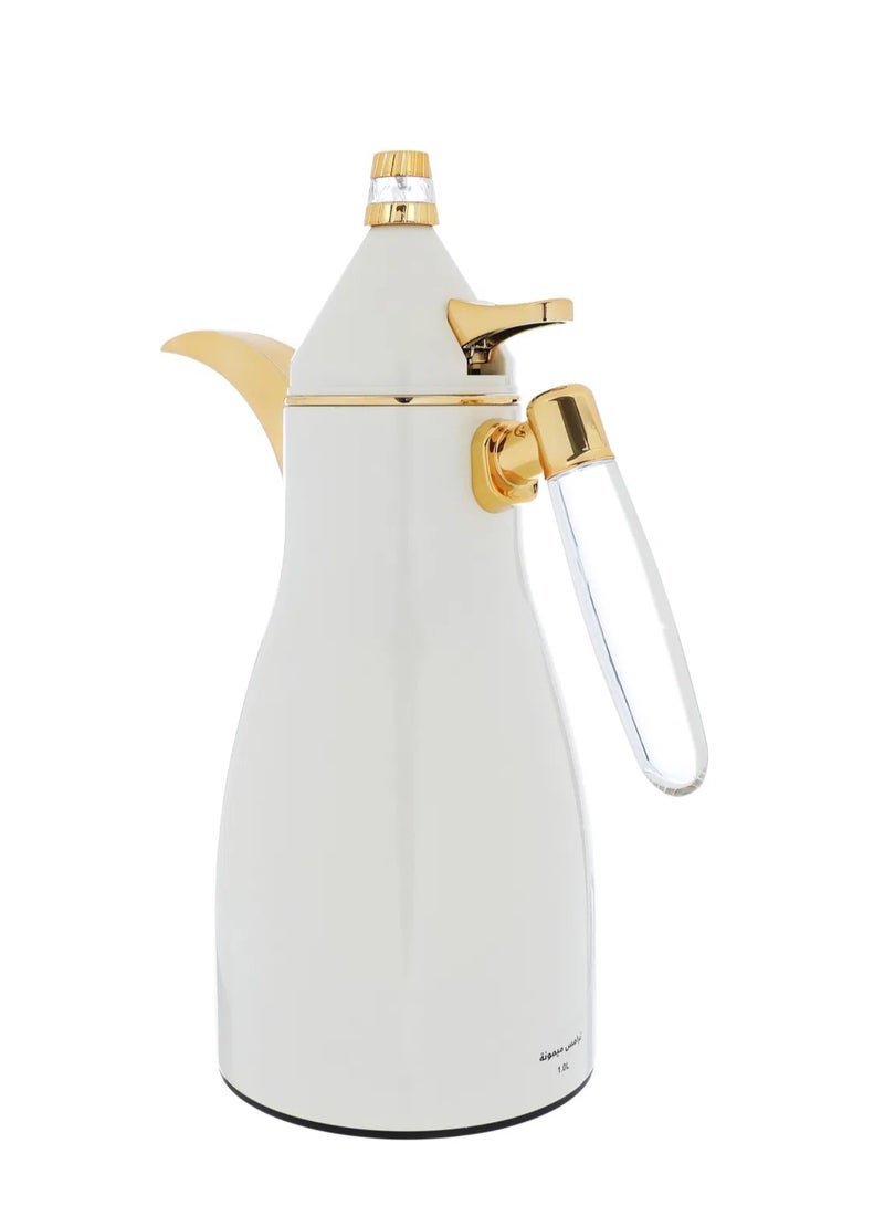 السيف غاليري طقم ترامس ميمونة السيف غاليري، قطعتين، 1/ 1 لتر، حافظة داخلية زجاج حراري، هيكل خارجي استيل - لؤلؤي - Image 4