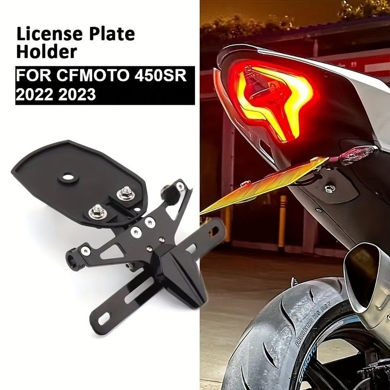 حامل لوحة الترخيص لدراجة Cfmoto 450SR الجديدة أسود خلفي لوحة ترخيص حامل غطاء مصباح خلفي معدل قابل للتعديل 2022 2023 - Image 1