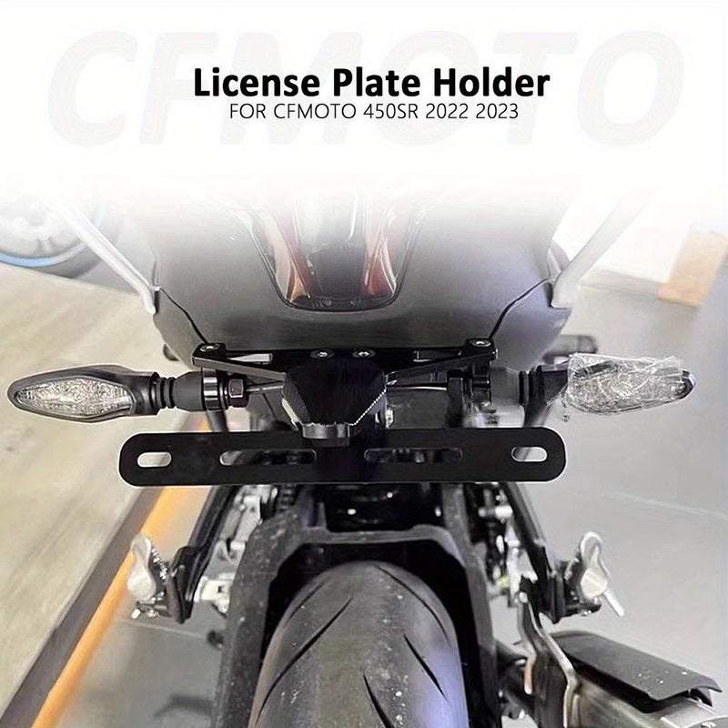 حامل لوحة الترخيص لدراجة Cfmoto 450SR الجديدة أسود خلفي لوحة ترخيص حامل غطاء مصباح خلفي معدل قابل للتعديل 2022 2023 - Image 3